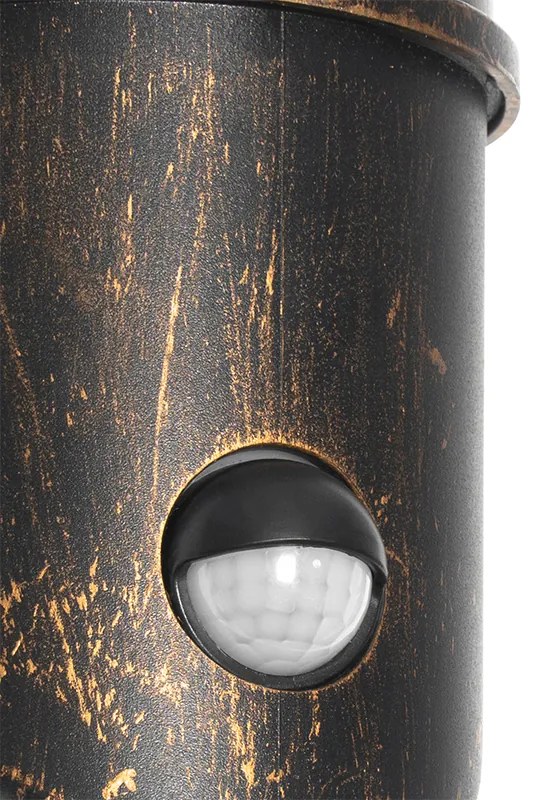 Aplică de perete pentru exterior aur antic IP54 cu senzor de mișcare - Kiki