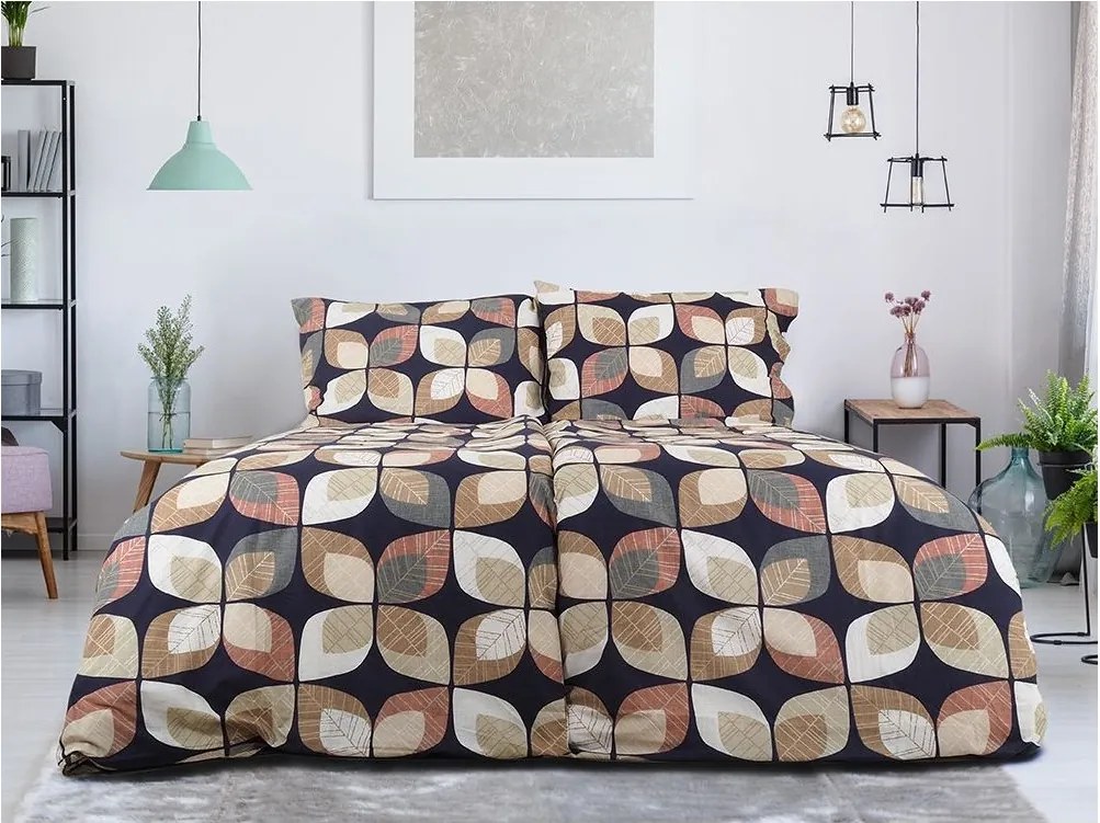Lenjerie de pat Creponata din bumbac Renforce FRUNZA DE TOAMNA colorat Dimensiune lenjerie de pat: 70 x 90 cm | 140 x 200 cm