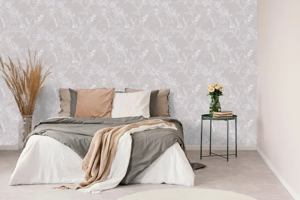 Tapet autoadeziv crin pictat în design gri