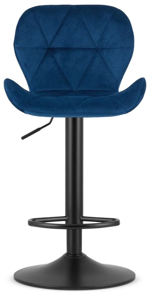 Scaun de bar cu picior negru WEST VELVET, albastru