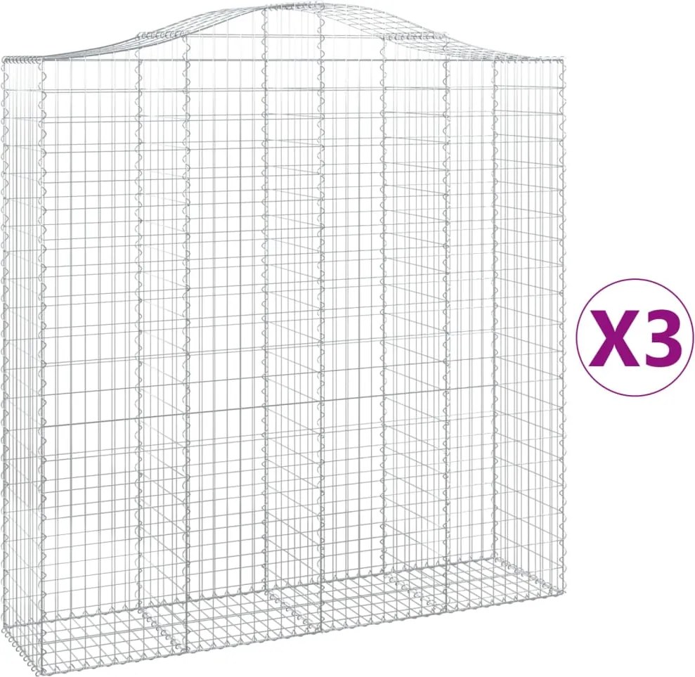vidaXL Coșuri gabion arcuite, 3 buc 200x50x200/220 cm, fier galvanizat