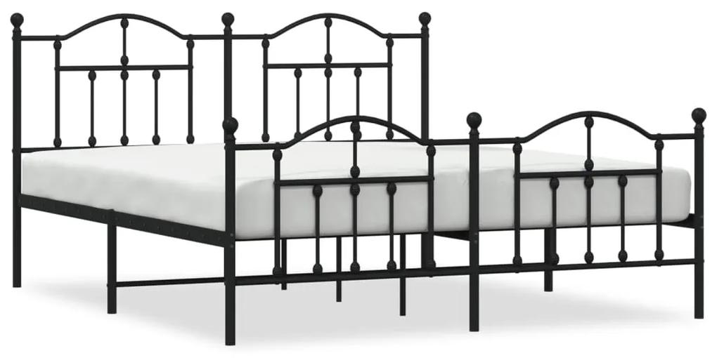 353462 vidaXL Cadru pat metalic cu tăblii de cap/picioare, negru, 183x213 cm