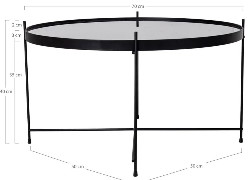 Măsuță de cafea rotundă neagră ø 70 cm Venezia - House Nordic
