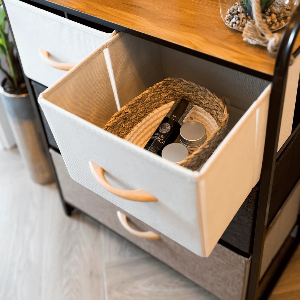 Comodă cu sertare din material textil HAZEL TIP 2,maro, M