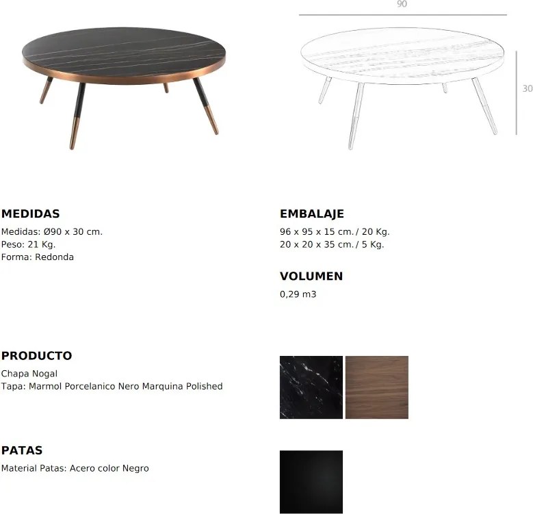 Masuta de cafea eleganta design LUX Marble, 90cm