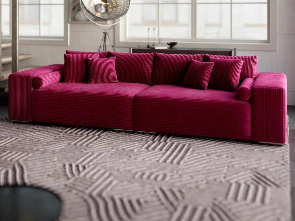 Canapea extensibilă dumonde cu ladă de depozitare si sezut confortabil din spuma high-density, Marbela Zoom Red XXL 295x100 cm