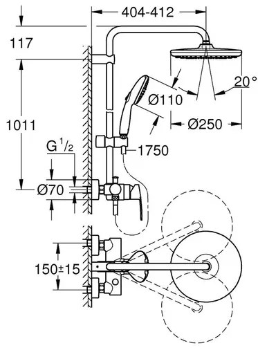 Coloana de dus Grohe Tempesta 250 finisaj crom lucios
