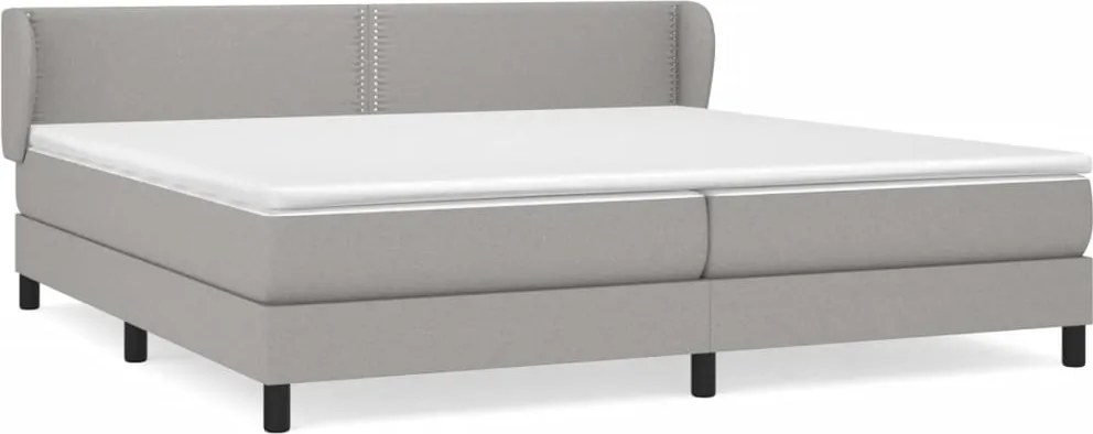 vidaXL Pat box spring cu saltea, gri deschis, 200x200 cm, textil