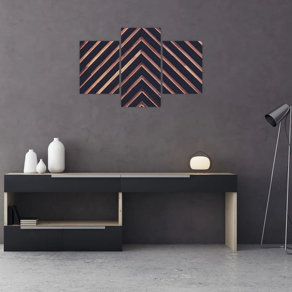 Tablou - Motiv de lemn pe fond negru (90x60 cm)