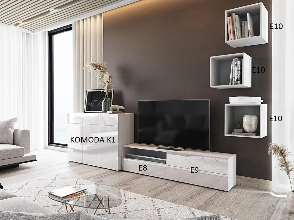 Mobilier living Berny 55 (alb + Alb lucios). 1087172