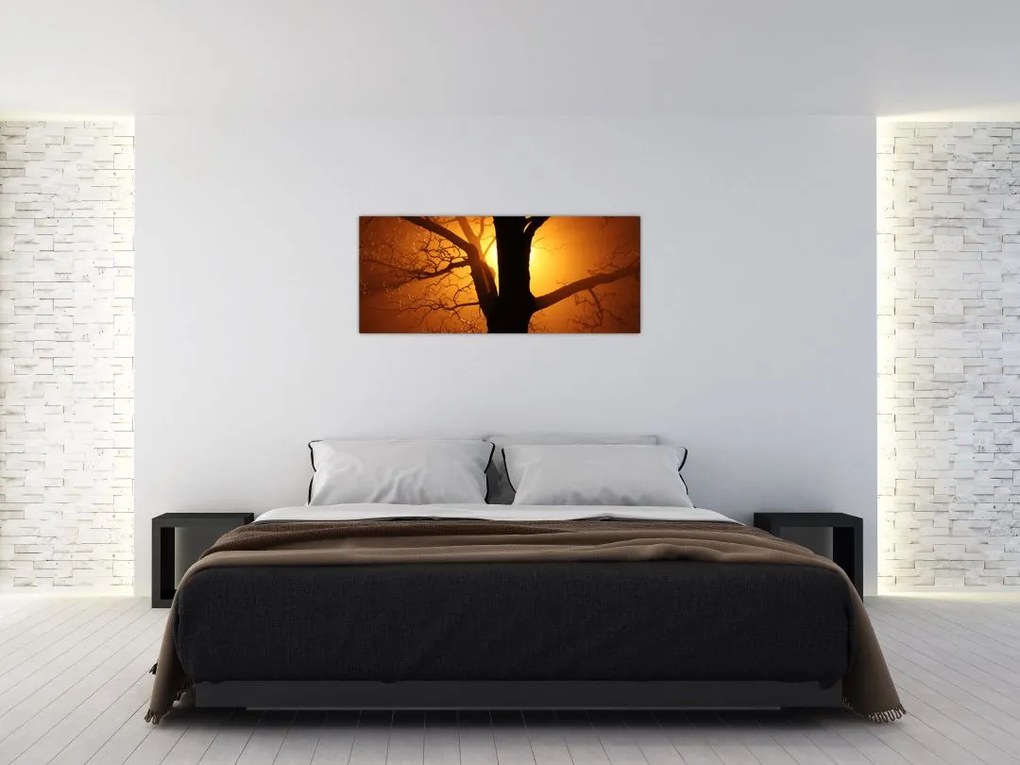 Tablou cu copac în apus de soare (120x50 cm)