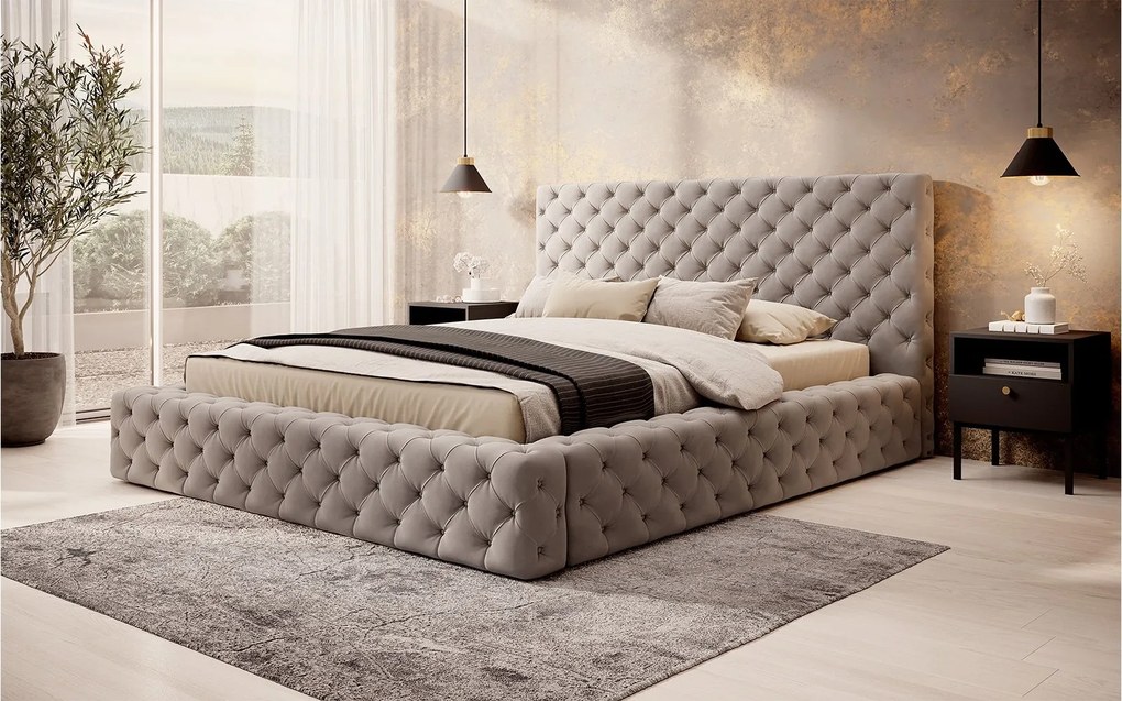 Pat lemn masiv Principe Tapitat Stofa Lada de Depozitare Personalizabil - 180x200, Sola 18