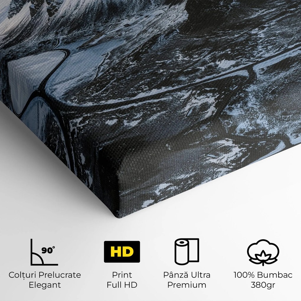 Tablou Canvas, 100x200cm, Dormitor si Living, Peisaje, Munti, Black Snowy Mountain