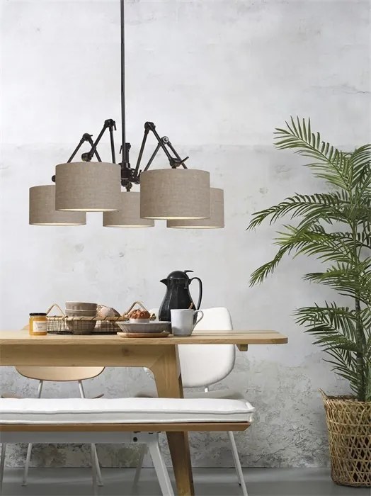 Lustra moderna cu 5 brate articulate Amsterdam abajur dark linen