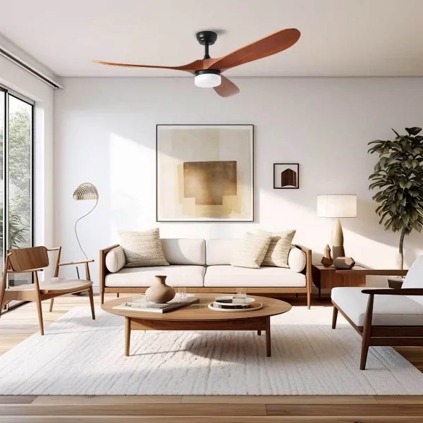 ZEVENTI - Ventilator de tavan LED GINOSA LED/18W/230V Wi-Fi Tuya negru/stejar + telecomandă