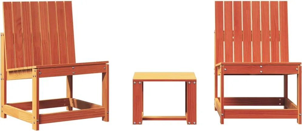 vidaXL Set mobilier grădină, 3 piese, maro ceruit, lemn masiv pin