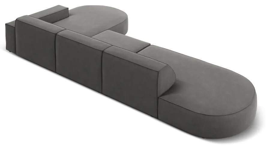 Colțar gri cu tapițerie din catifea (cu șezlong pe partea dreaptă) Jodie - Micadoni Home