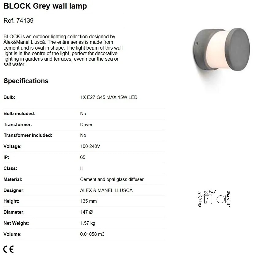 Aplica de perete exterior design modern IP65 BLOCK
