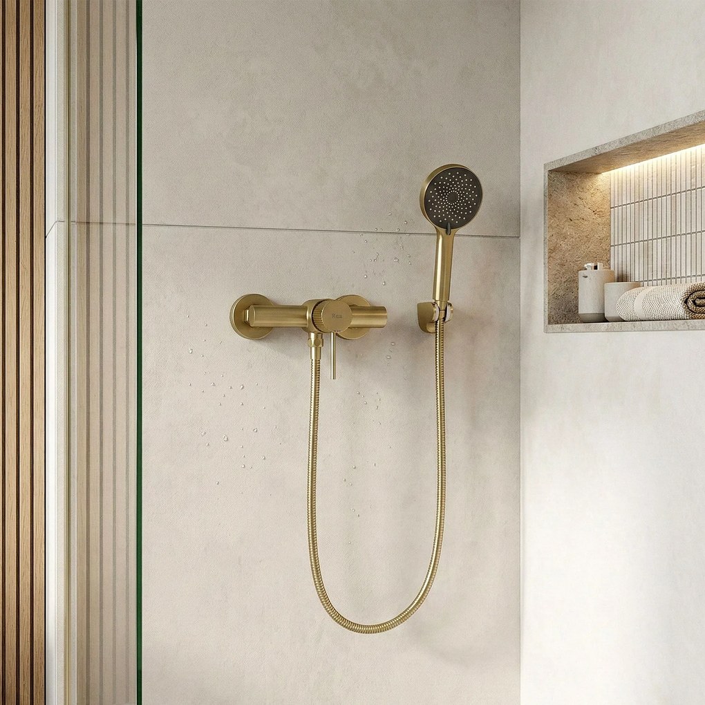 Baterie de duș REA Lungo Stripe BRUSH GOLD