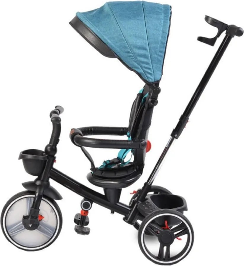 Tricicleta pliabila cu copertina NOVOKIDS™ Classico Trike , Pedale si maner pentru parinti, Scaun reversibil cu rotire 360 grade , Functie Free