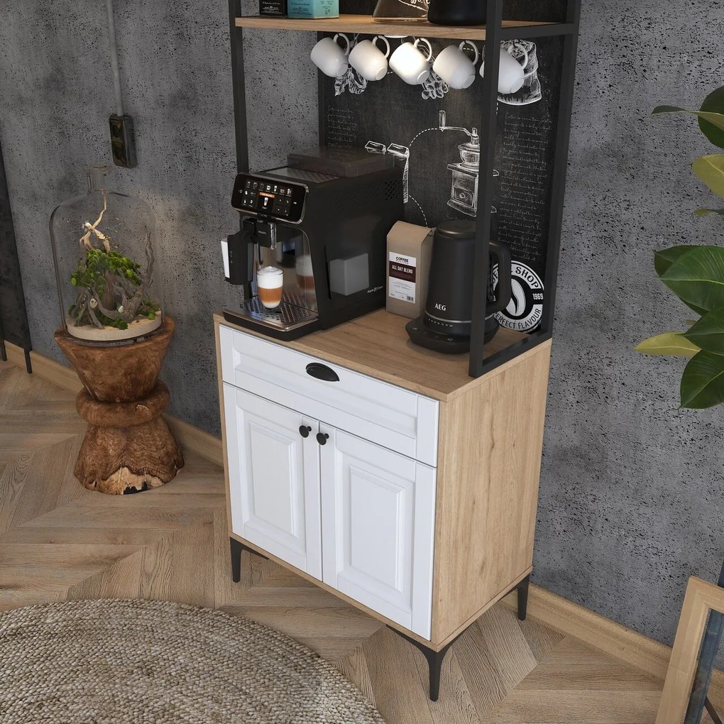 Dulap multifunctional, Hanah Home, JE157, 70x186.4x40 cm, Nuc/Alb