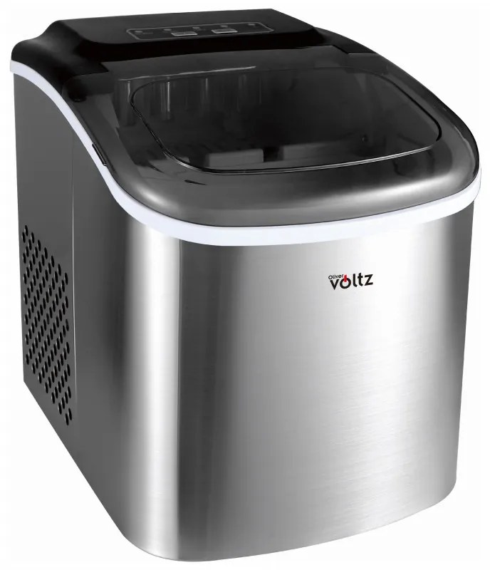Aparat cuburi de gheata Oliver Voltz OV51447CS, 120W, 12kg/24 ore, 1.3 L, 9 cuburi/ ciclu de operare, Indicator de gheata si apa, Inox