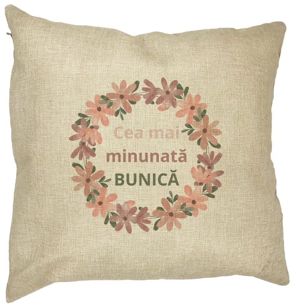 Perna Decorativa pentru Bunica 7, 40x40 cm, Husa Detasabila, Burduf