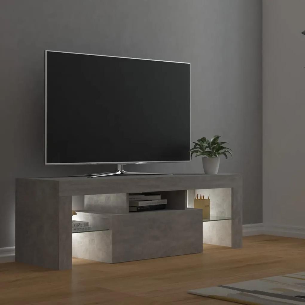 Comoda TV cu lumini LED, gri beton, 120x35x40 cm 1, Gri beton