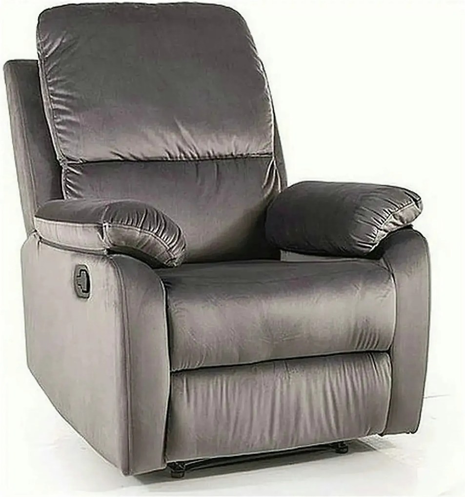 Fotoliu recliner SPENCER 1, gri/negru, stofa catifelata/metal, 80x94/1