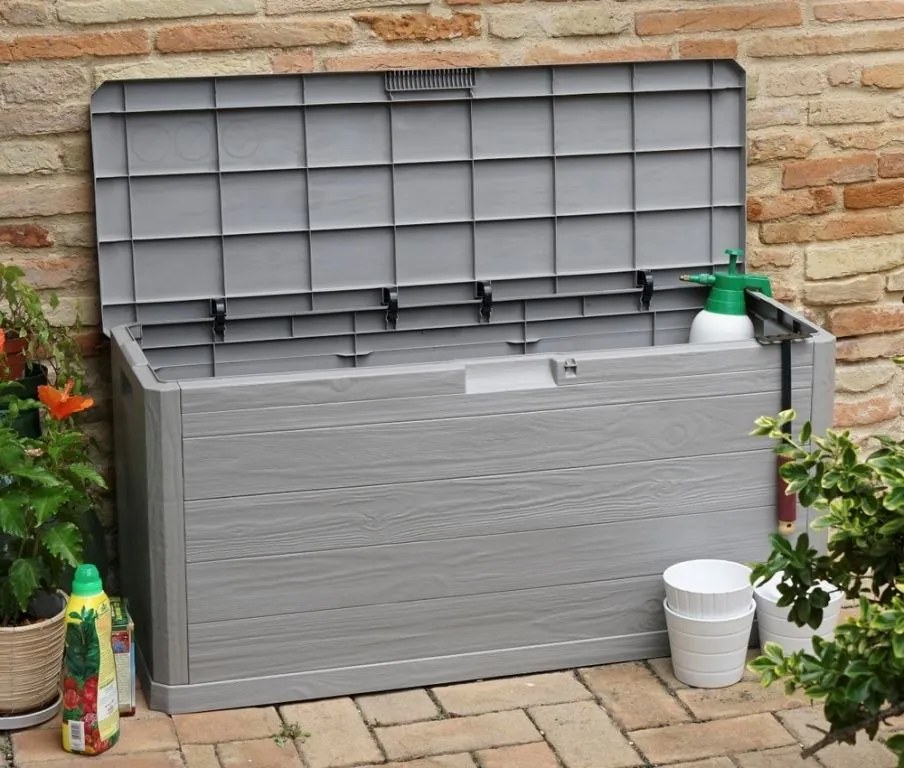 WOODYS Garden cutie de depozitare din plastic 280 L, gri des