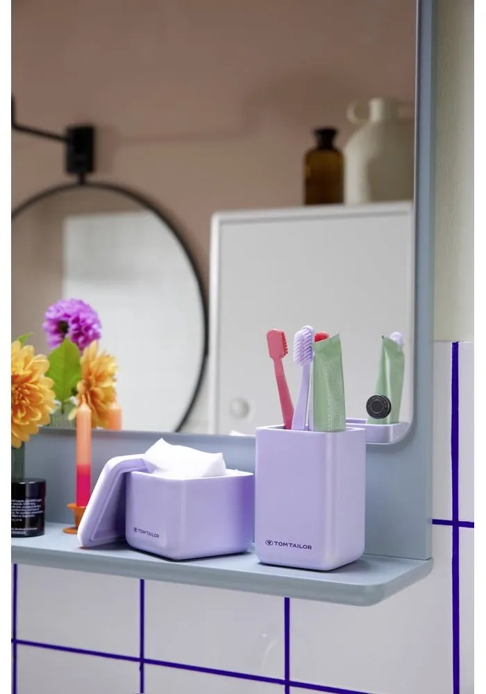 Organizator de baie mov pentru dischete demachiante din polirășină Tom Tailor T-Rounded – Wenko