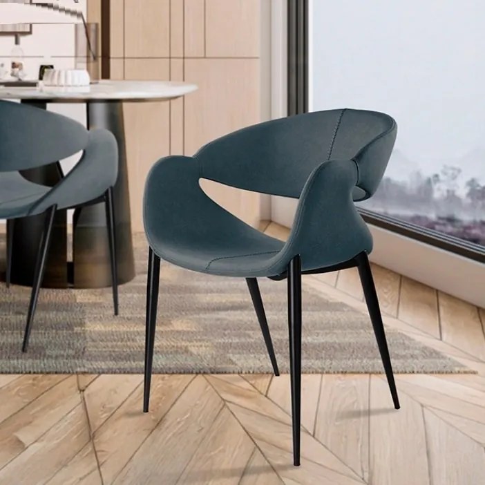 Scaun dining design elegant Giro albastru inchis