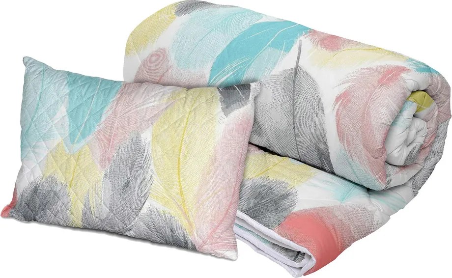 Set Alcam, Peacock, perna microfibra 50x70 cm si pilota matlasata 140x200 cm