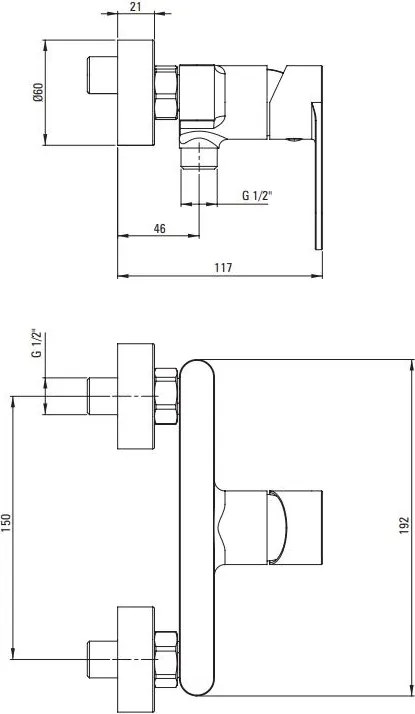 Alpinia Black Baterie dus finisaj negru Deante BGA_N40M