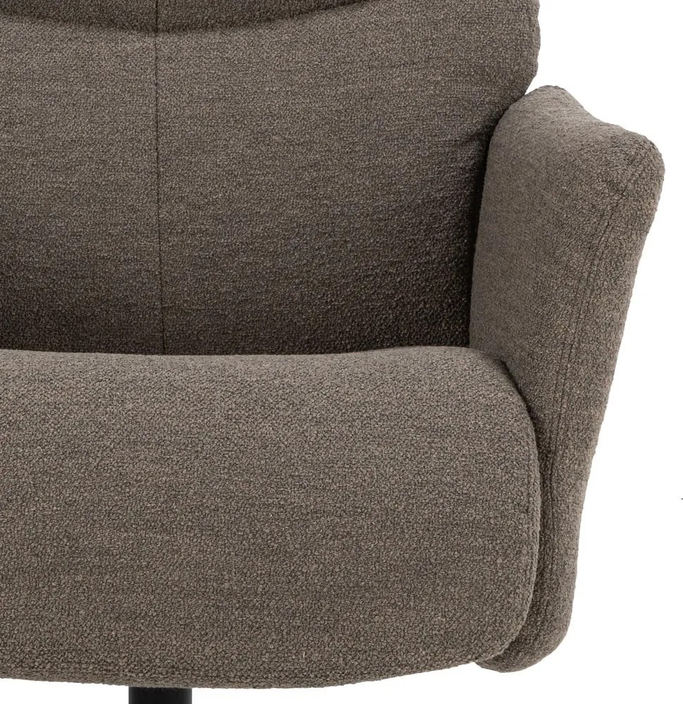 Fotoliu gri/maro de relaxare cu tapițerie din țesătură bouclé London – Actona