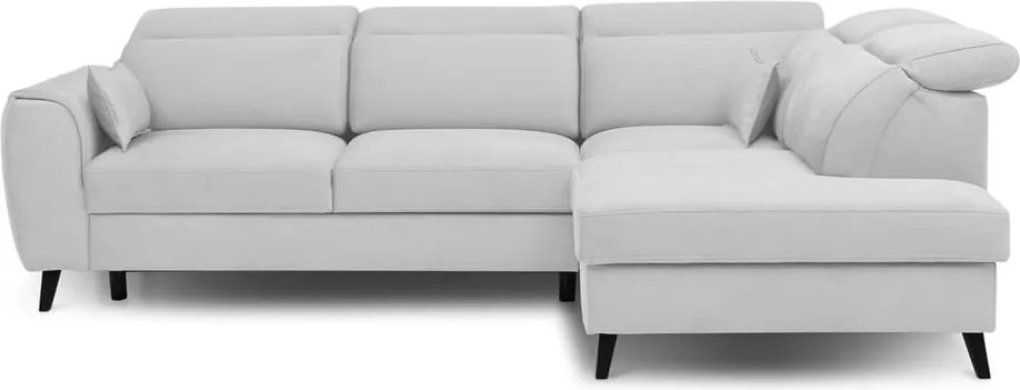 Colțar alb extensibil/cu spațiu de depozitare cu tapițerie din catifea (cu colț pe partea dreaptă/în formă de ”L”) Noble – ELTAP