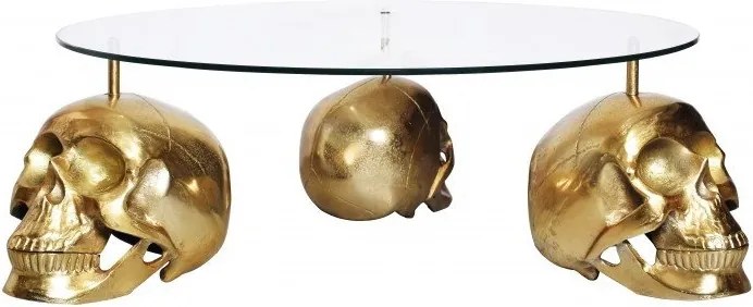 Masuta de cafea design unicat Skull 90cm gold