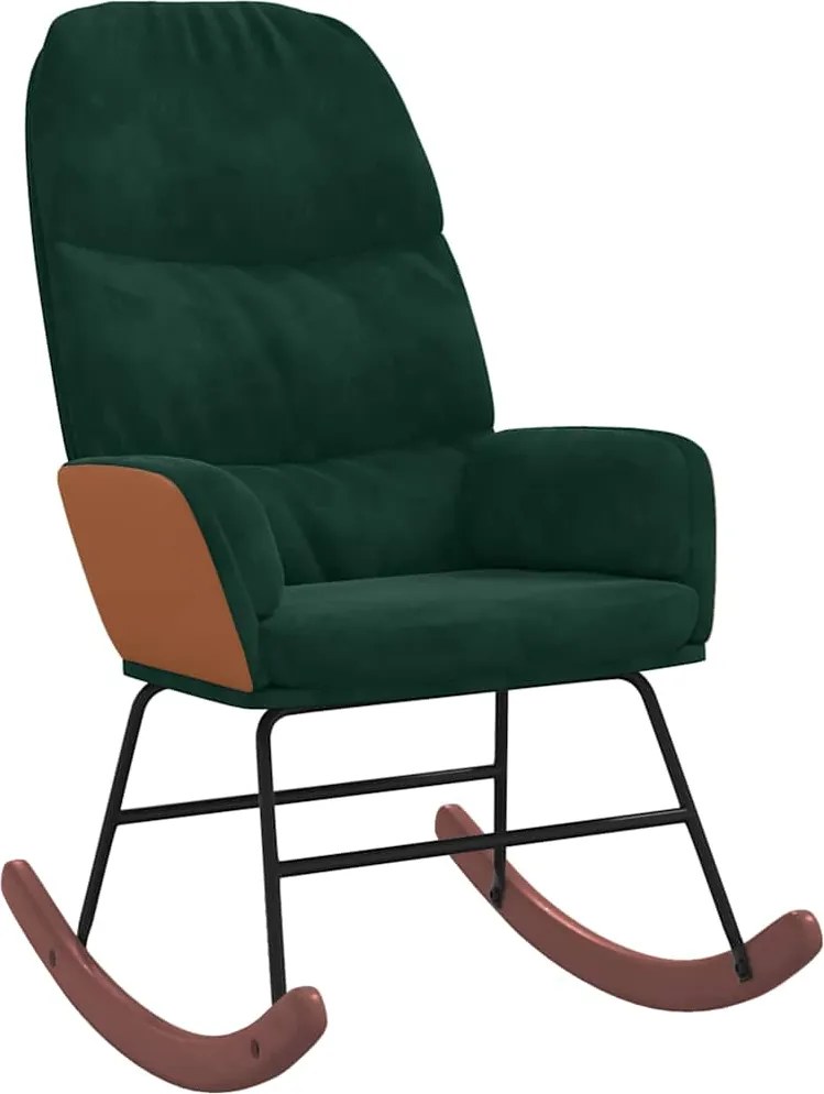vidaXL Scaun balansoar, verde închis, catifea