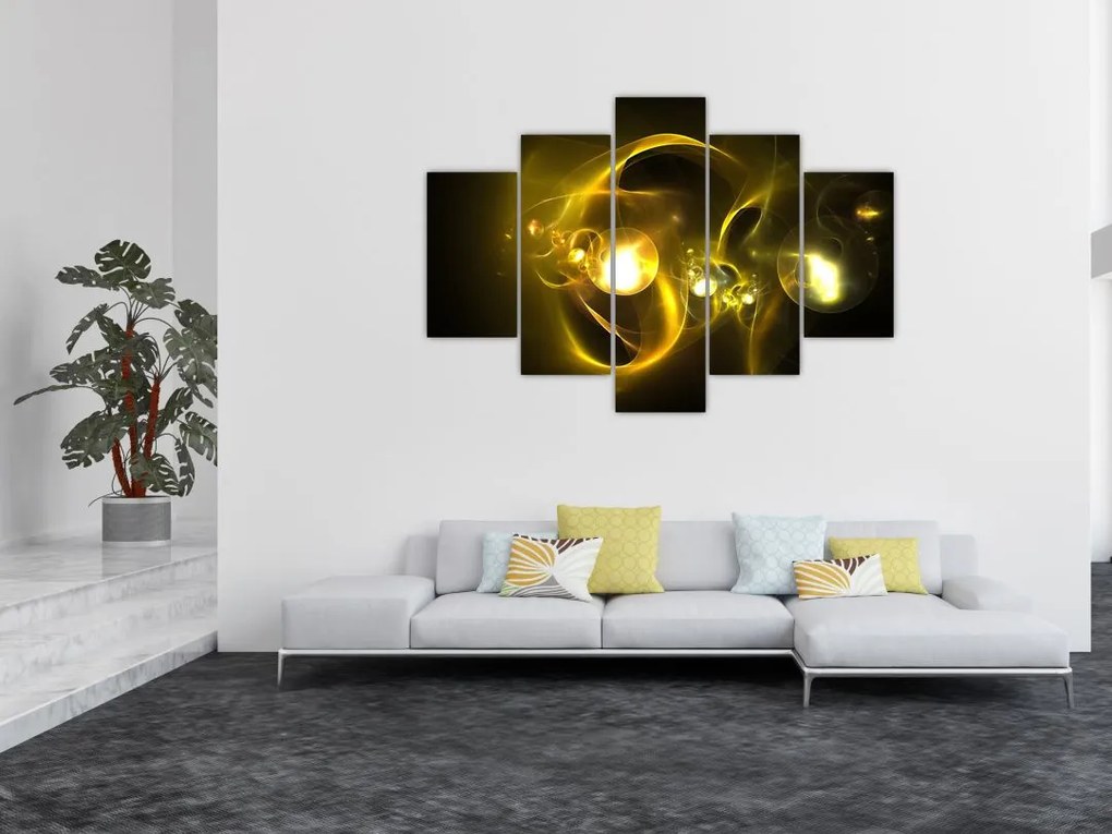 Tabloul abstract cu bile galbene (150x105 cm)