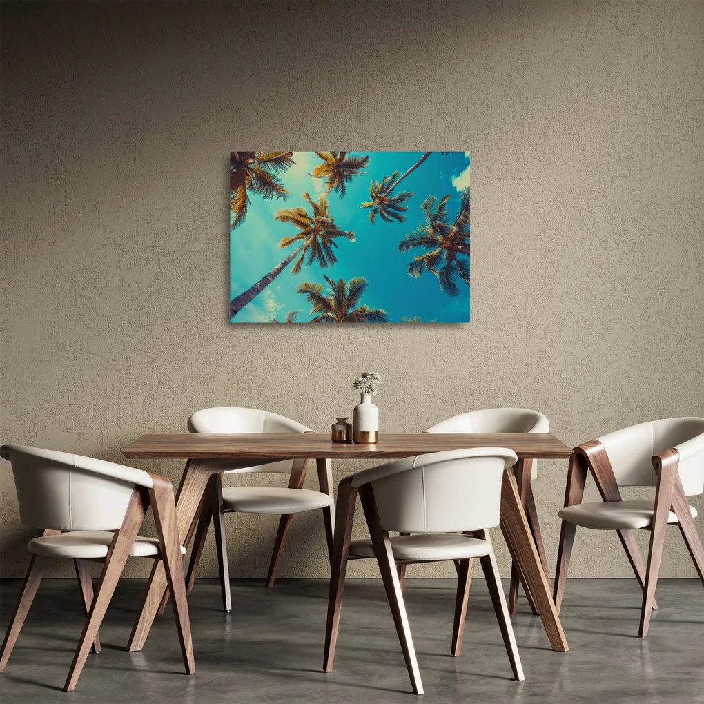 Tablou pe sticlă - Palmieri înalți (70x50 cm)