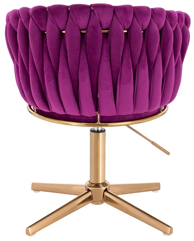 HR750CROSS Scaun Fucsia din Catifea cu Bază Aurie