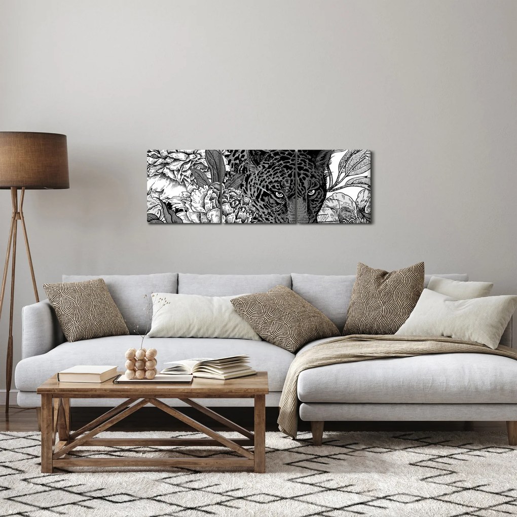 Tablou - Grădină exotică (cu ceas) (90x30 cm)