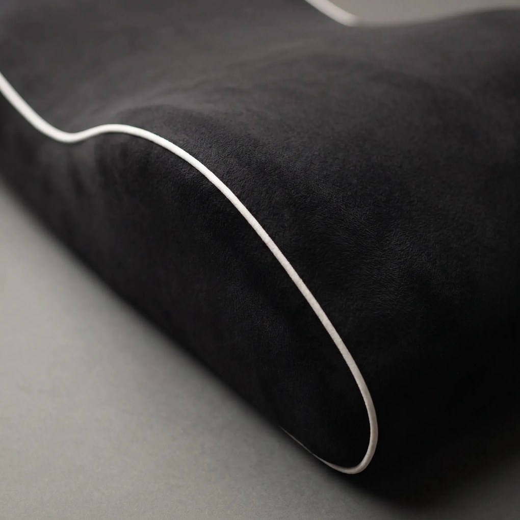 Perna lombara memory foam ORTO SPINAL, husa catifea, Negru