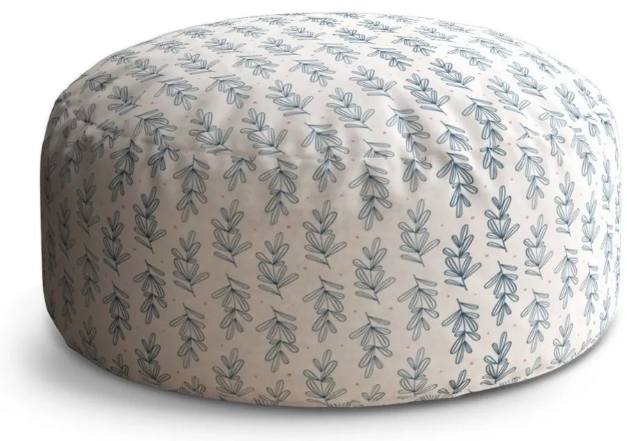 Taburet Circle frunze albastre, alb / albastru