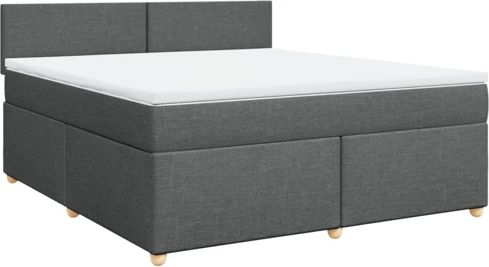 vidaXL Pat box spring cu saltea, gri închis, 180x200 cm, textil