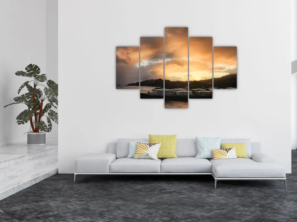 Tablou - plaja cu cerul întunecat (150x105 cm)