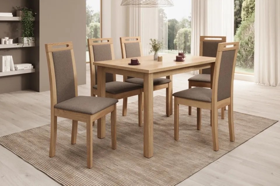 Scaun tapitat, din lemn, Nola VI, ADRK Furniture (Culoare: Nuc inchis / Opium 99)