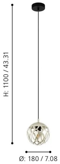 Eglo 99071 - Lustră pe cablu MIRTAZZA 1xE27/60W/230V