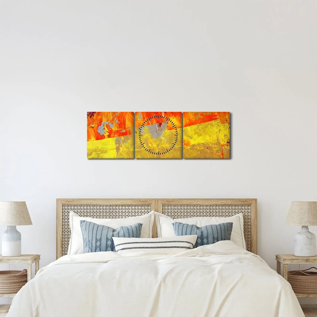 Tablou cu abstracție - pictura (cu ceas) (90x30 cm)