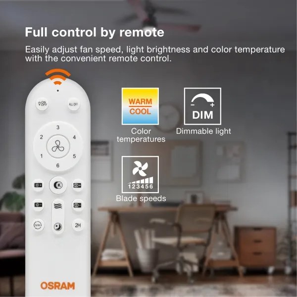 Osram - Ventilator de tavan LED dimabil FOHN LED/18W/230V 3000/4000/6500K + telecomandă